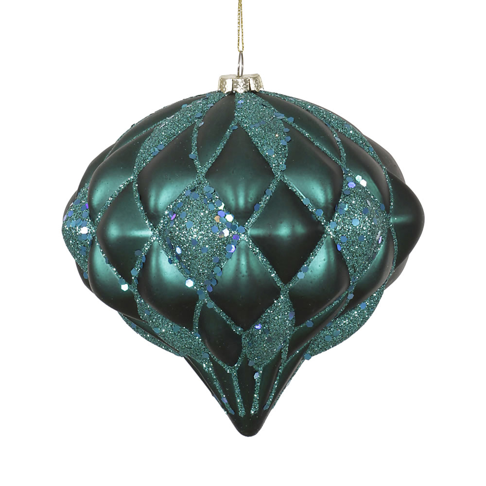 Vickerman 5.7" Matter-Glitter Diamond Onion Ornament