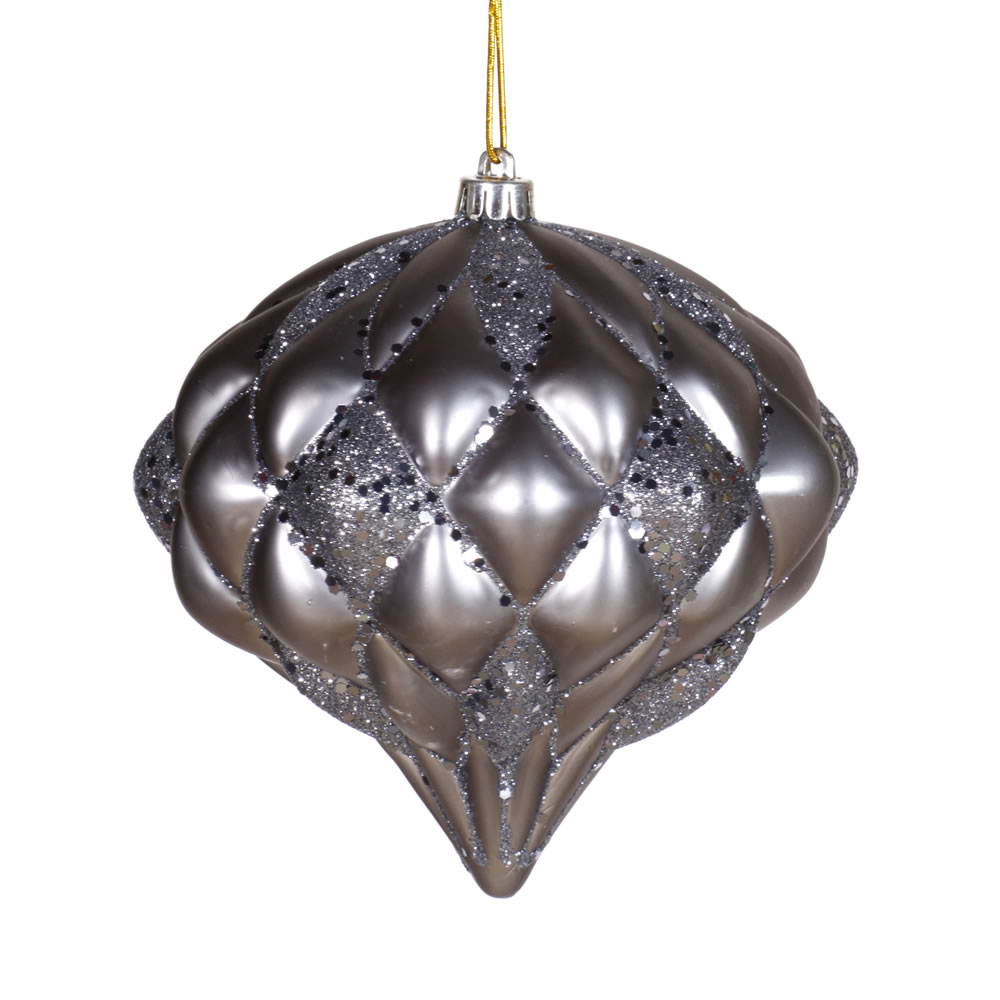 Vickerman 5.7" Matter-Glitter Diamond Onion Ornament