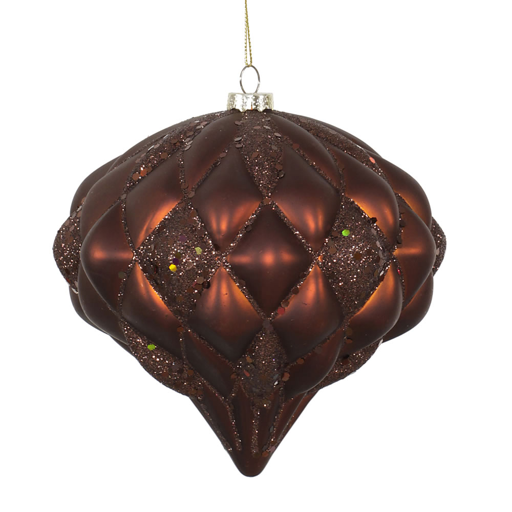 Vickerman 5.7" Matter-Glitter Diamond Onion Ornament