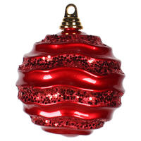 6" Red Candy Glitter Wave Ball