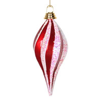 8" Red-White Candy Glitter Swirl Drop