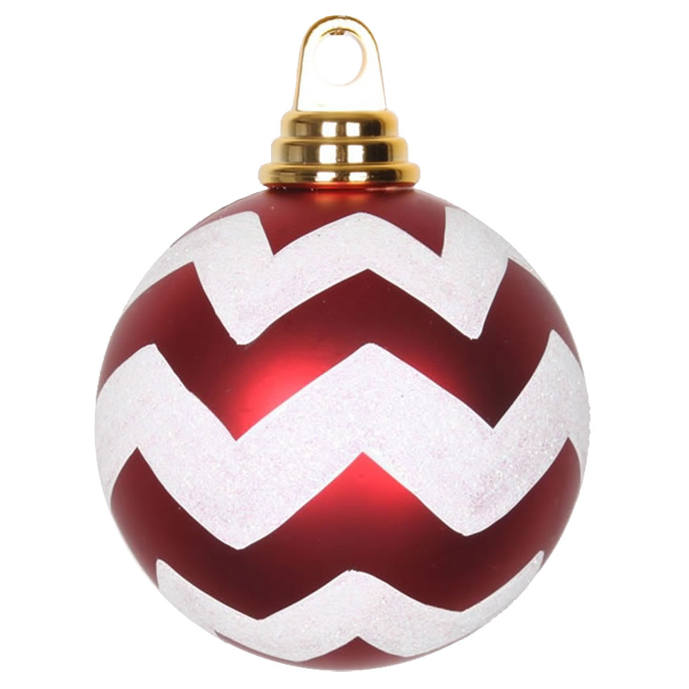 Vickerman Matte Chevron White and Black or Red Ball Christmas Ornament