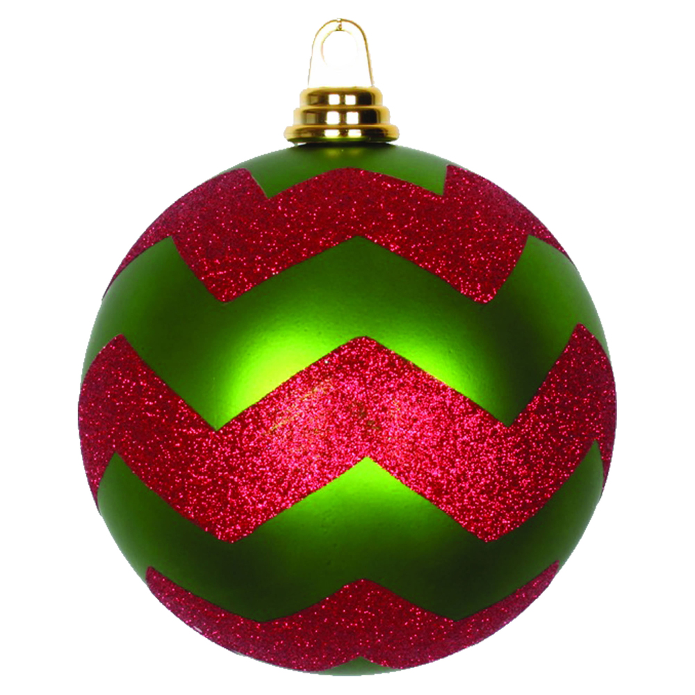 Vickerman Matte Chevron White and Black or Red Ball Christmas Ornament