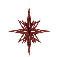 12" Red 3D Glitter Star