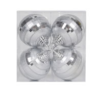 4" Silver Shiny-Matte Mirror Ball 4/Box