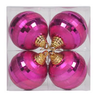 4" Cerise Shiny-Matte Mirror Ball 4/Box
