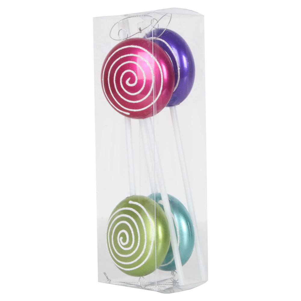 Vickerman 10" Irid Swirl Candy Lollipop Ornament 4/Pk