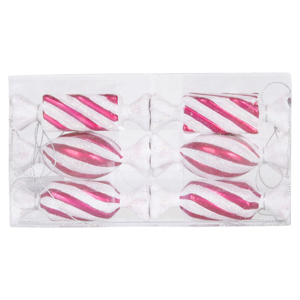 Vickerman 4" Candy Glitter Ornaments 6/Pk