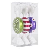 Vickerman 7" Assorted Flat Candy Glitter Ornaments 3/Pk