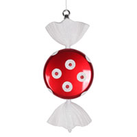 Vickerman Flat Polka Dot Candy Christmas Ornament