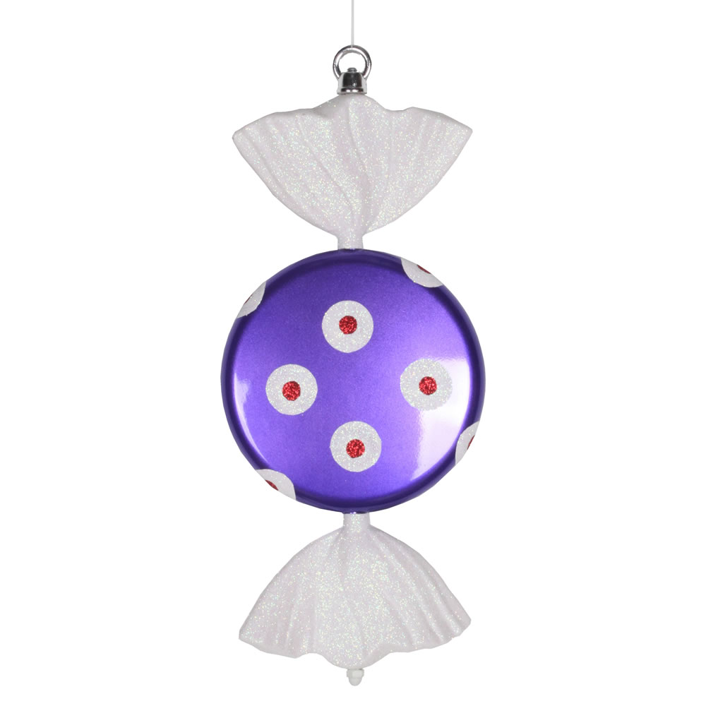 Vickerman Flat Polka Dot Candy Christmas Ornament
