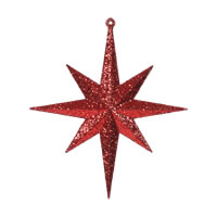 8" Red Glitter Bethlehem Star 4/Box