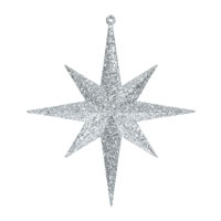 8" Silver Glitter Bethlehem Star 4/Box