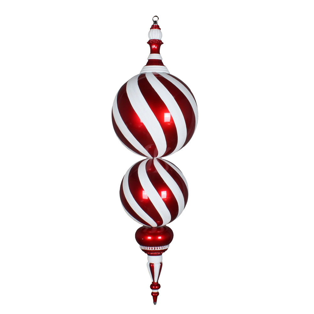Vickerman Red and White Candy Finial Ornament