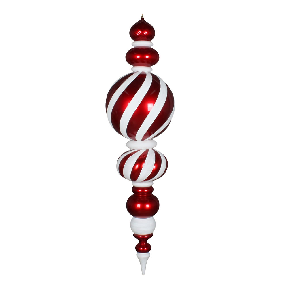 Vickerman Red and White Candy Finial Ornament