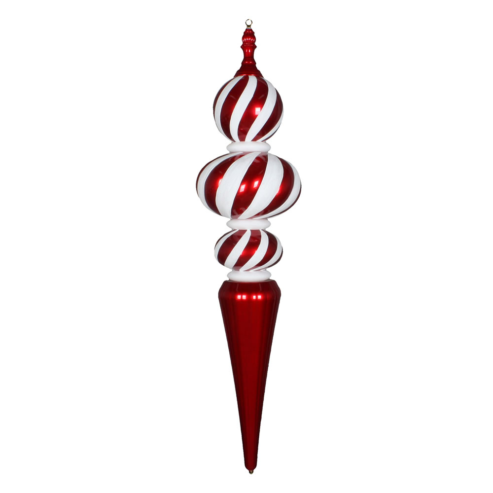 Vickerman Red and White Candy Finial Ornament