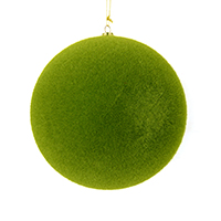 4" Moss Green Flocked Ball Ornament 6/Bg