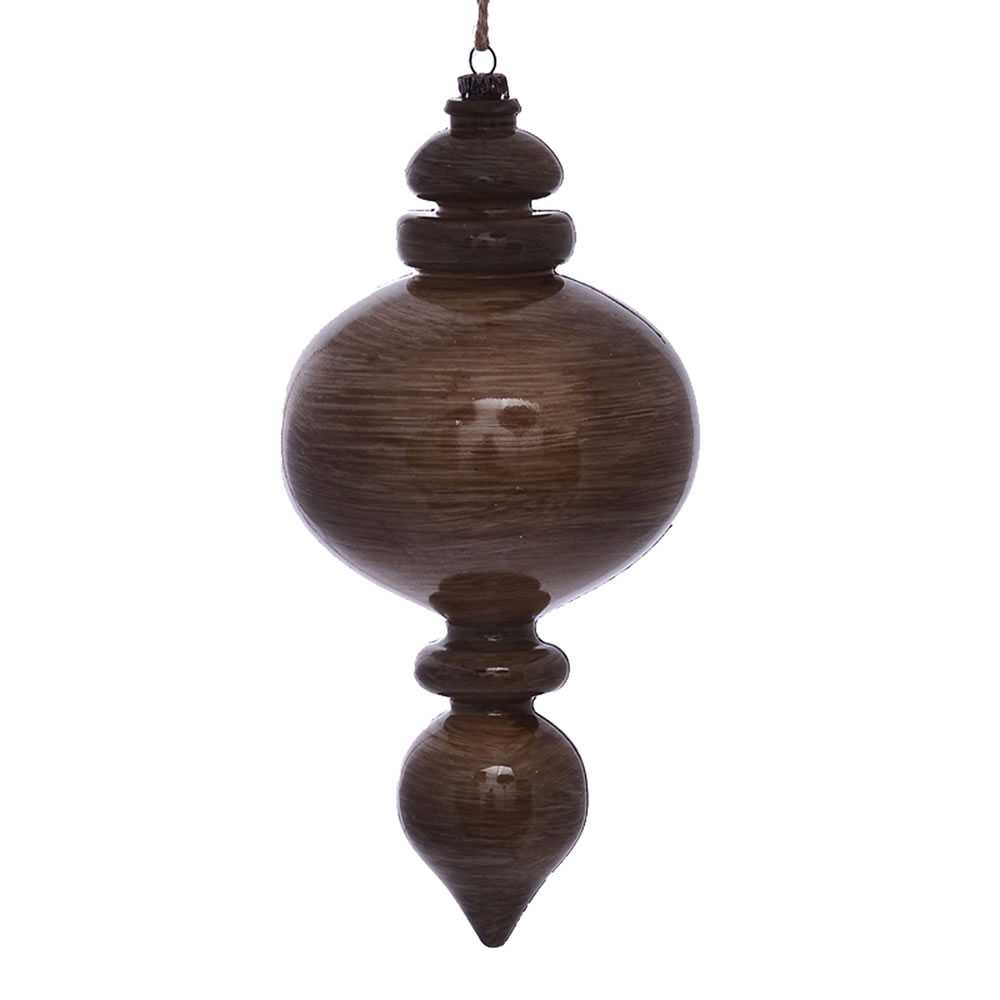 Vickerman 9" Wood Grain Rounded Finial Ornament