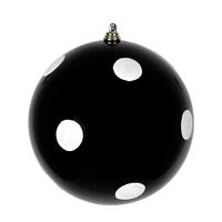 6" Black Candy Ball White Dots 4/Bag