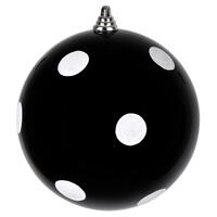 8" Black Candy Ball White Dots 1/Bag