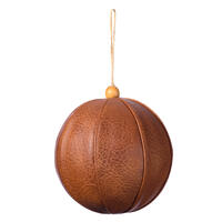 5" Mocha Brown Faux Leather Ball Orn 4/b