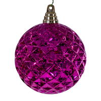 4.75" Fuchsia Diamond Mercury Orn 4/Bag