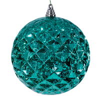 6" Teal Diamond Mercury Orn 2/Bag