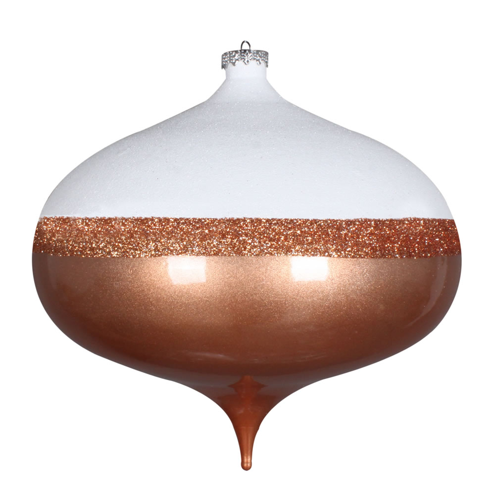 8" Rose Gold Candy/White Glitt Onion Orn