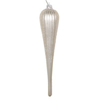 11" Champagne Glitter Drop Ornament 3/Bg
