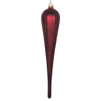 11" Burgundy Glitter Drop Ornament 3/Bag