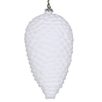 5" White Flocked Pinecone Ornament 4/Bag