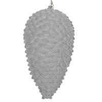 7" Silver Flocked Pinecone Ornament 2/Bg