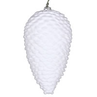 7" White Flocked Pinecone Ornament 2/Bag