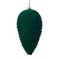 7" Emerald Green Flocked Pinecone 2/Bag