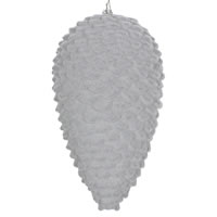 10" Silver Flocked Pinecone Ornament