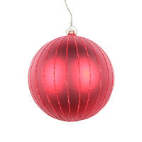 4" Red Matte Glitter Ball Ornament 4/bag