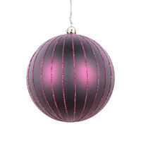 4" Plum Matte Glitter Ball Orn 4/bag