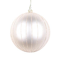 4" Oat Matte Glitter Ball Ornament 4/bag