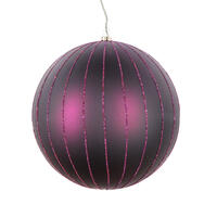 6" Plum Matte Glitter Ball Orn 2/bag