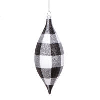 Vickerman White Black Plaid Glitter Shuttle Ornament