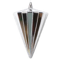 6" Shiny Silver Cone Ornament 3/bag