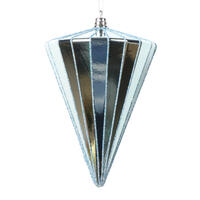 6" Shiny Baby Blue Cone Ornament 3/bag