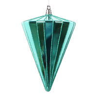 6" Shiny Teal Cone Ornament 3/bag