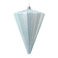 6" Matte Baby Blue Cone Ornament 3/bag