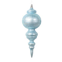 10" Matte Baby Blue Finial Ornament 2/b