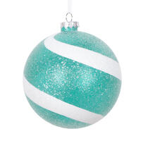 4.75" Teal/Whte Sugar Glitter Ball 3/Bag