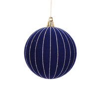 Vickerman 4" Round Velvet Striped Ornament
