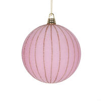 4" Light Pink Round Ornament 3/Bag