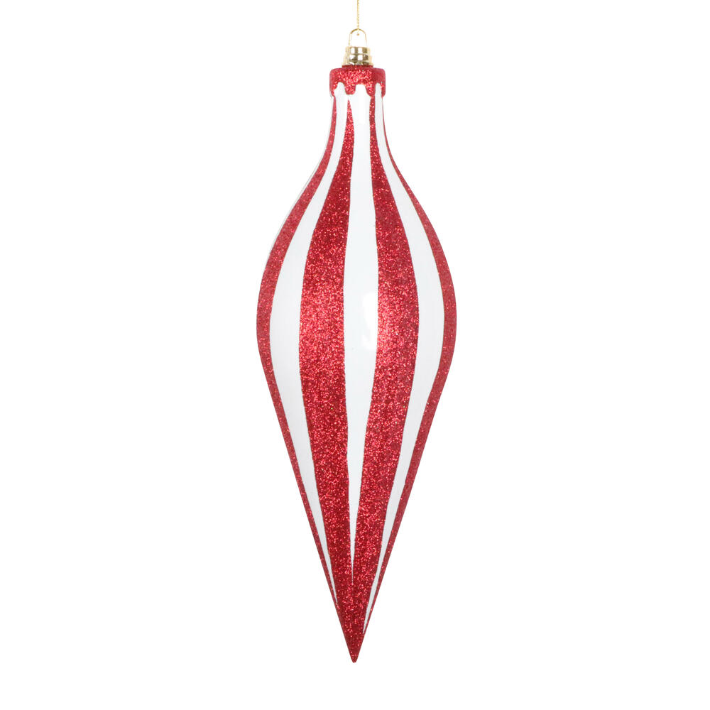 Vickerman White/Red Glitter Ornament