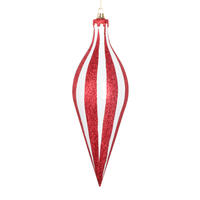 Vickerman White/Red Glitter Ornament